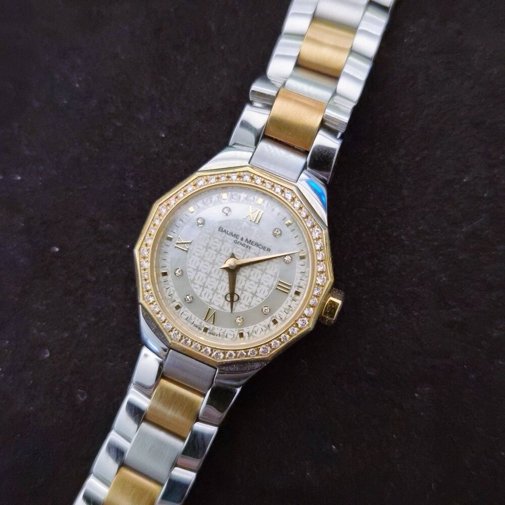 $5,800 Baume & Mercier Riviera 18K Yellow Gold Steel Diamond MOP Ladies Watch